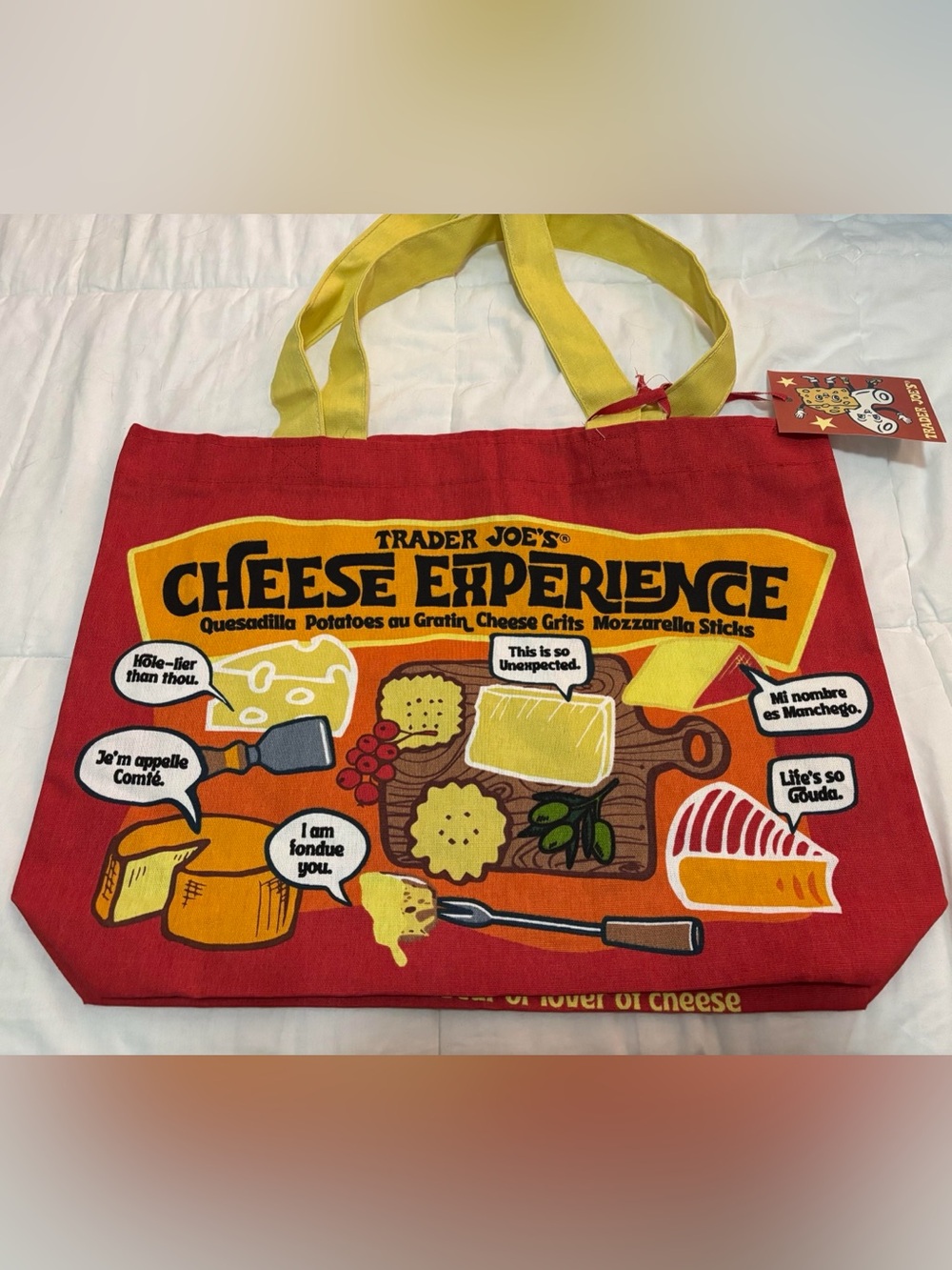 NWT - Trader Joe’s Cheese Adventures Reusable Heavy Cotton Shopping Bag